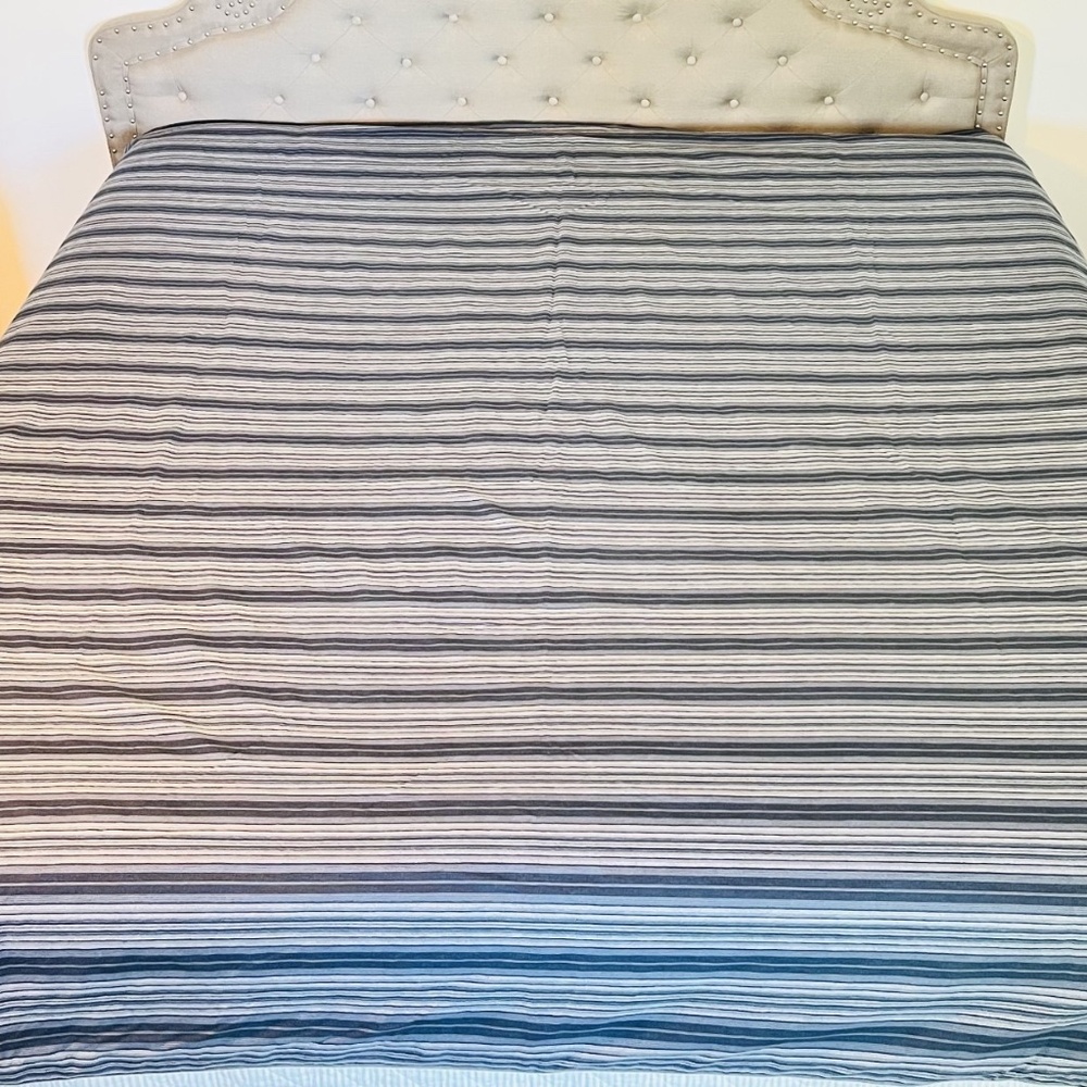 Pottery Barn Teen Railroad Stripe Full/Queen Duvet Cover + 2 Shams 100% Cotton